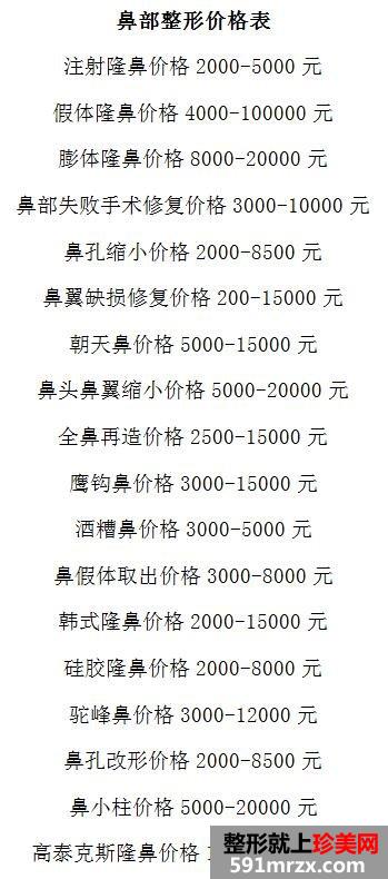重医大附一院整形科价格表最新出炉