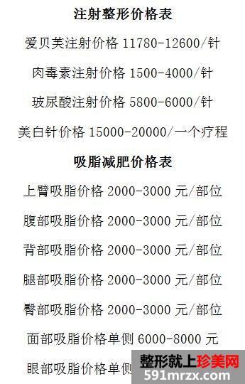 重医大附一院整形科价格表最新出炉